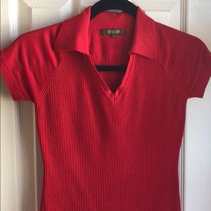 Red nylon threat polo shirt